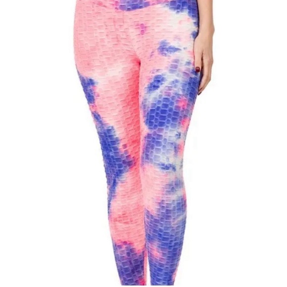 Leggings - honeycomb tie dye athletic leggings - Picture 4 of 5